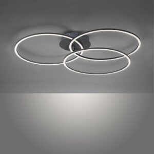 Ivanka LED-loftlampe, 3 ringe, sort