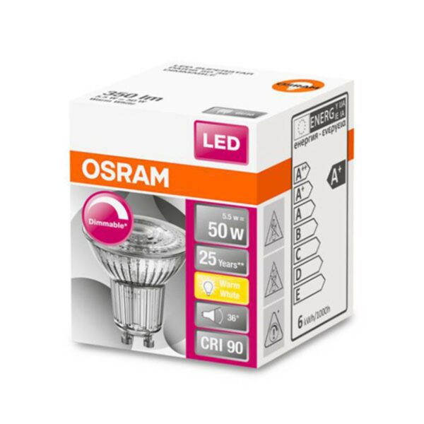 OSRAM LED-reflektor GU10 4,5W 927 36° dæmpbar
