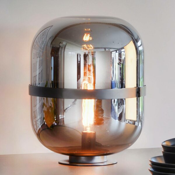 Baloni bordlampe med røggrå glasskærm