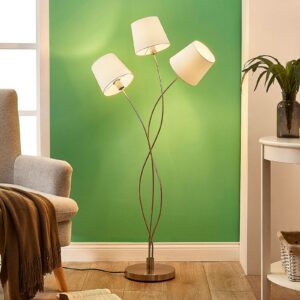 Gulvlampe Sharon i stof med tre lyskilder