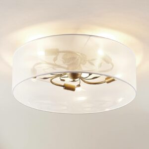 Lindby Tarik stof-loftlampe, hvid, 60 cm