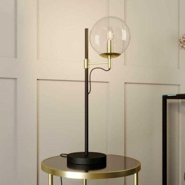 Lucande Sotiana bordlampe, glaskugle, messing
