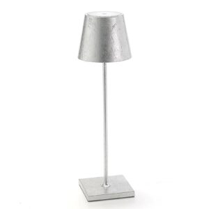 Poldina LED-bordlampe med dekoration, bærbar, sølv