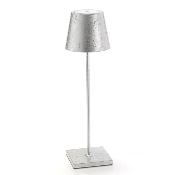 Poldina LED-bordlampe med dekoration, bærbar, sølv
