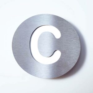Husnummer Round i rustfrit stål - "C"