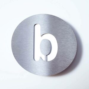 Husnummer Round i rustfrit stål - "b"
