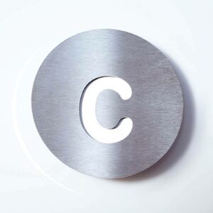 Husnummer Round i rustfrit stål - "c"