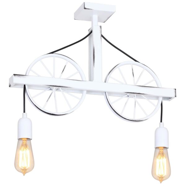 Loftlampe 844 med hjul, 2 lyskilder, hvid