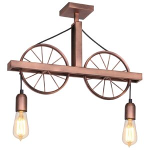 Loftlampe 834 med hjul, 2 lyskilder, kobber