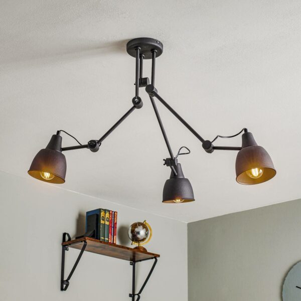 Loftlampe 814, justerbar, 3 lyskilder, grafit