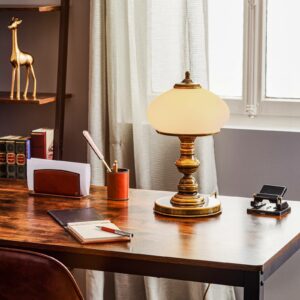 Bordlampe 493, opalglas/antik gylden højde 45 cm