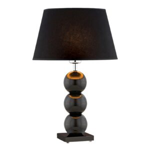 Fulda stof-bordlampe, glasdekoration, sort