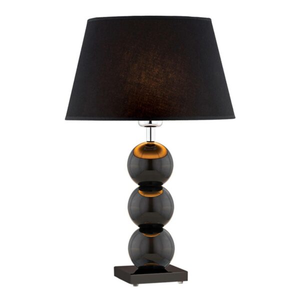 Fulda stof-bordlampe, glasdekoration, sort