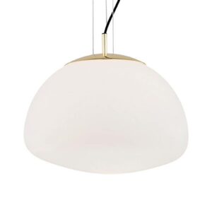 Lámpara colgante Turku, 1 luz opal/latón Ø 40 cm