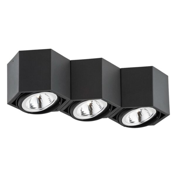 Elvas loftlampe, kan drejes, 3 lyskilder, sort
