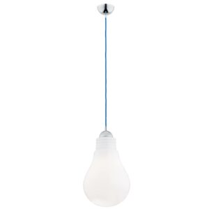 Kannus hængelampe, opalglas, blåt kabel