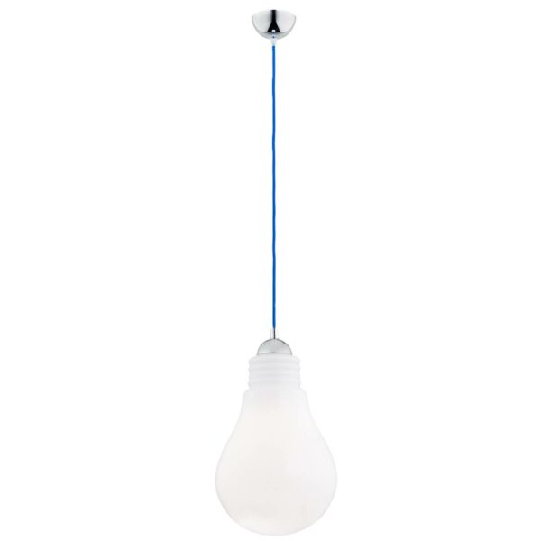 Kannus hængelampe, opalglas, blåt kabel