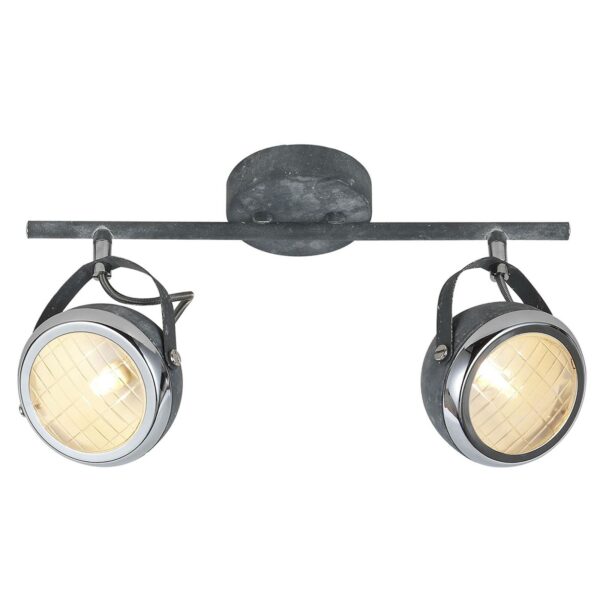 Rider betongrå loftlampe, m. to lyskilder